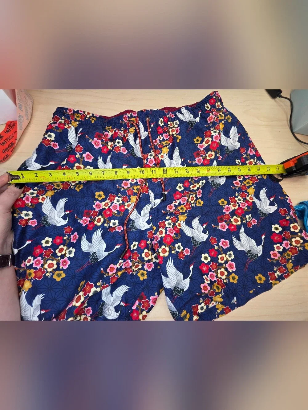 Broken Threads Surf Swim Trunks XL Japanese Crane Floral Print Board Shorts